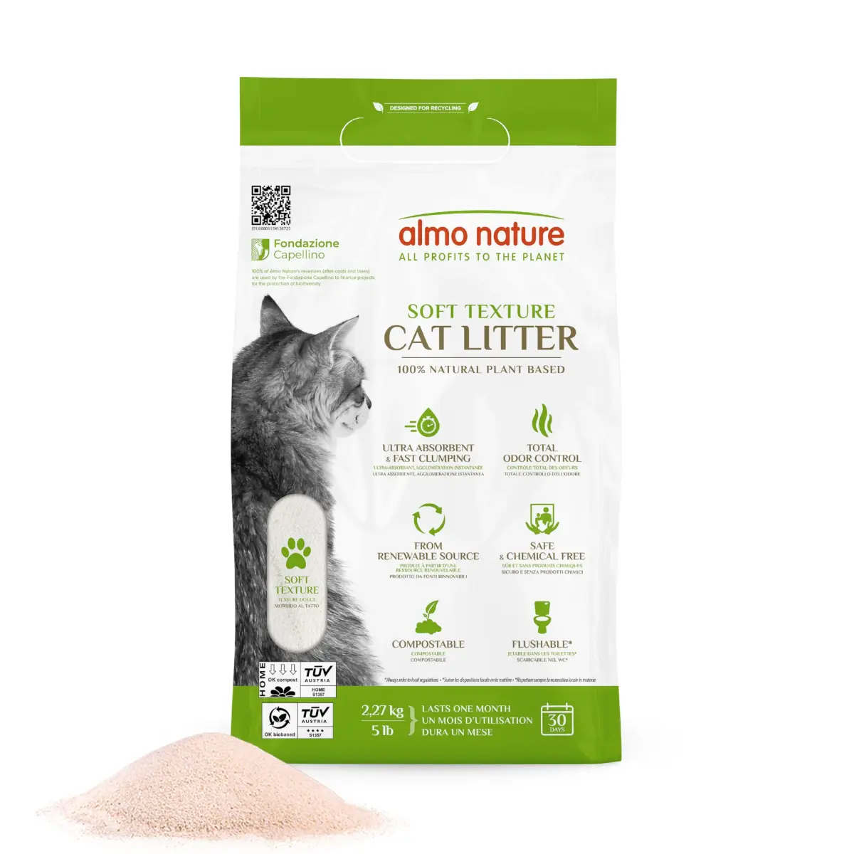 Almo Nature Soft Texture Cat Litter 2.27 kg (5 lb) | Plant-Based Clumping Odor Control - main product image