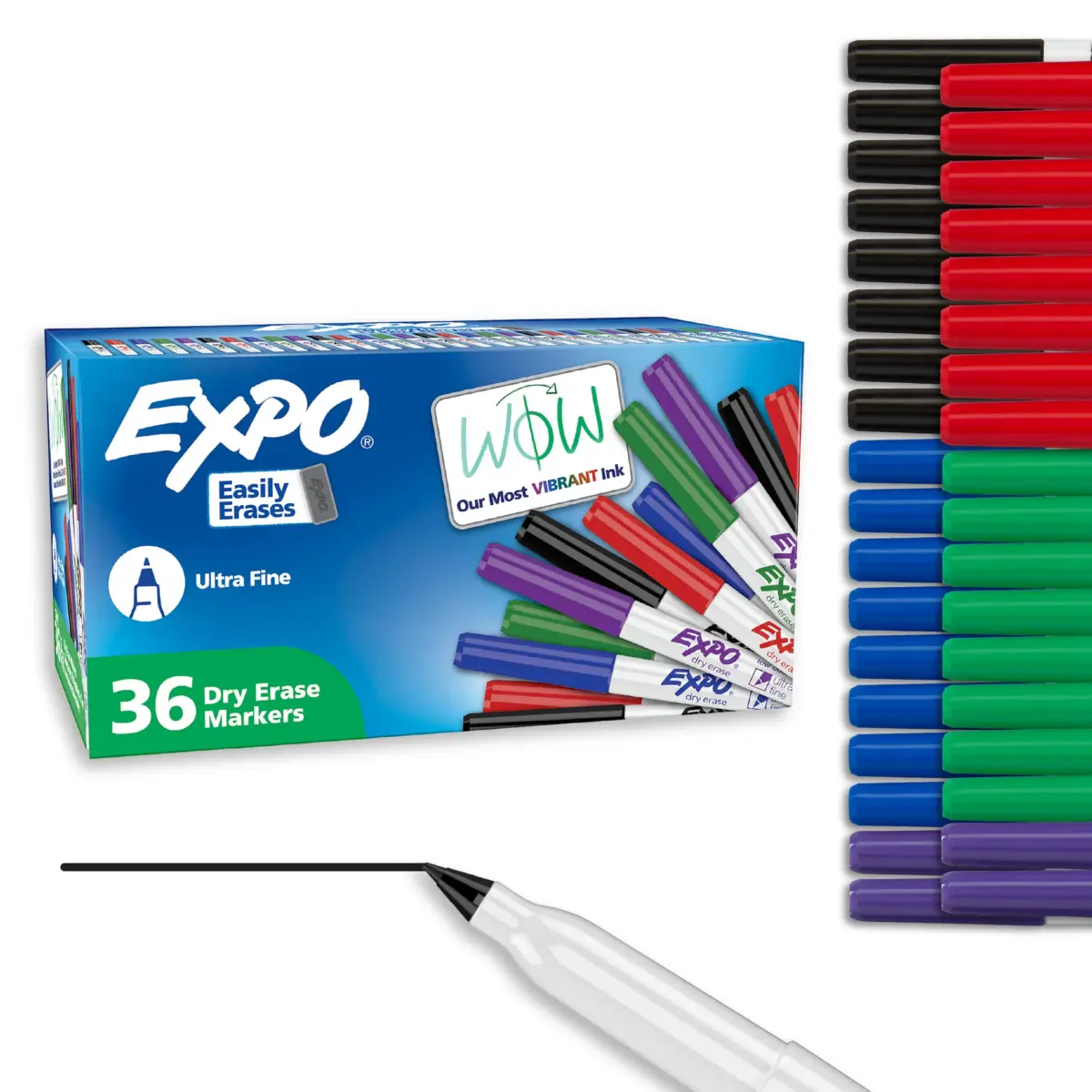 EXPO Dry Erase Markers, Ultra Fine Tip, 36 Count (10.2 cm x 7.6 cm x 14.3 cm) | Vibrant Ink for Whiteboards - main product image