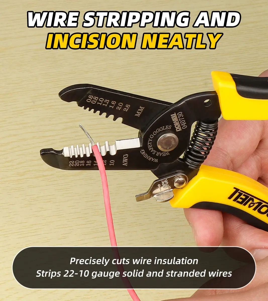 DOWELL Wire Stripper, Cutter, Crimper Tool 10-22 AWG | Multifunctional Plier for Electricians - view 6