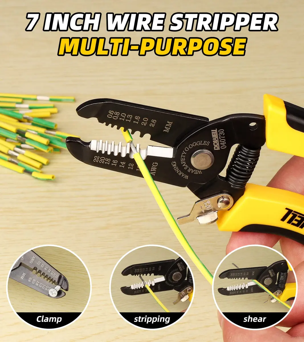 DOWELL Wire Stripper, Cutter, Crimper Tool 10-22 AWG | Multifunctional Plier for Electricians - view 7