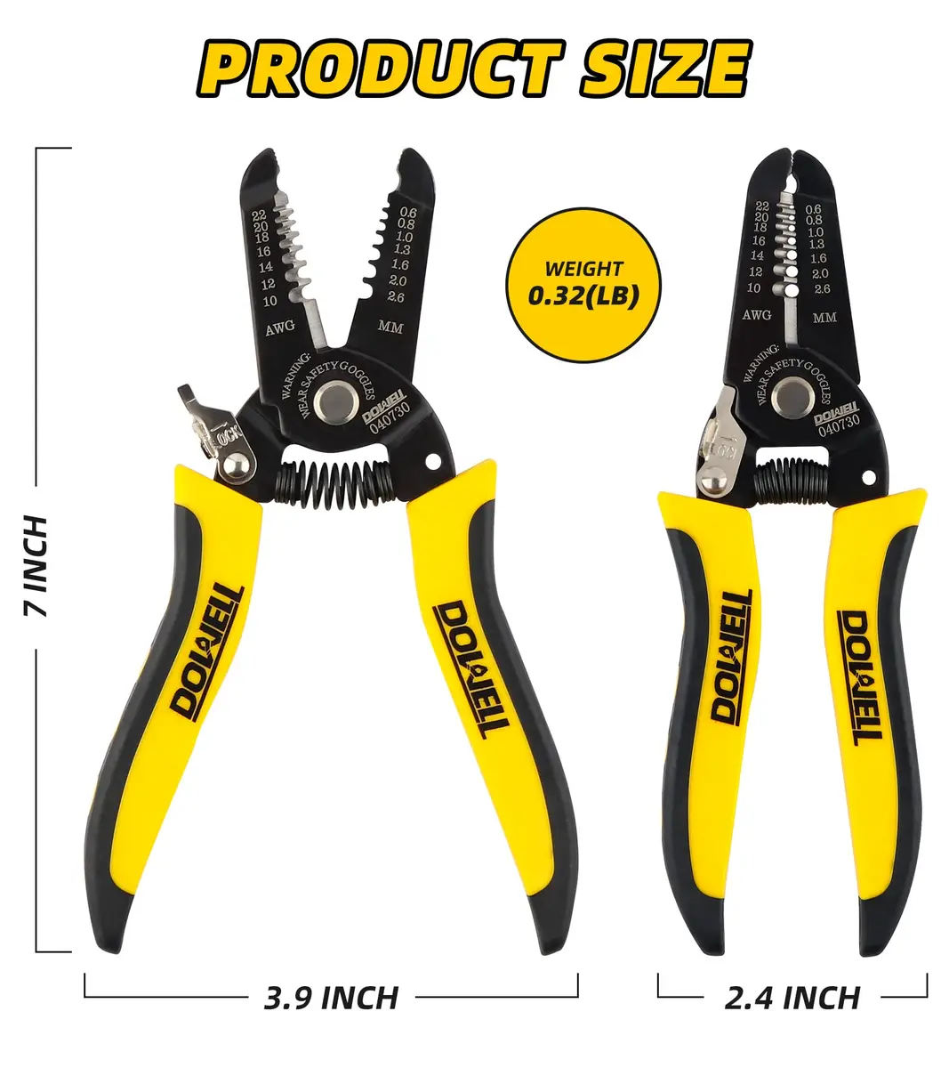 DOWELL Wire Stripper, Cutter, Crimper Tool 10-22 AWG | Multifunctional Plier for Electricians - view 2