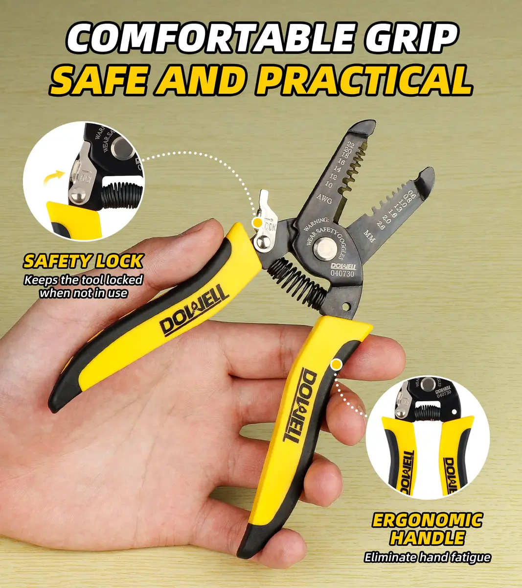 DOWELL Wire Stripper, Cutter, Crimper Tool 10-22 AWG | Multifunctional Plier for Electricians - view 4