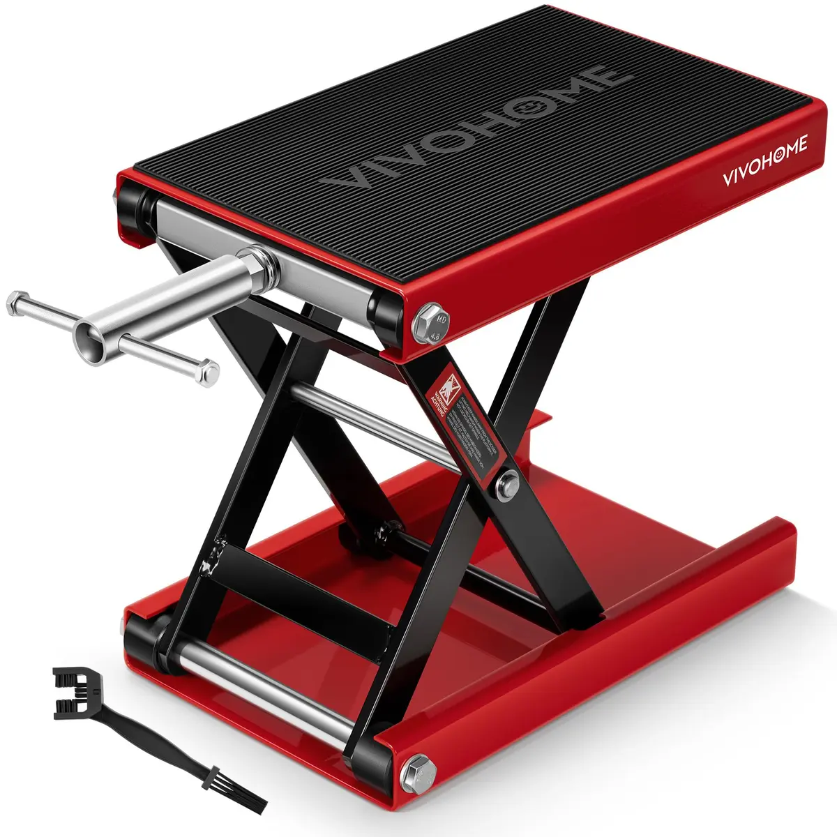 VIVOHOME 1100 LBS Motorcycle Lift Scissor Jack, Wide Deck Hoist Stand, Red | Heavy-Duty Steel, Precise Height Adjustment - main product image