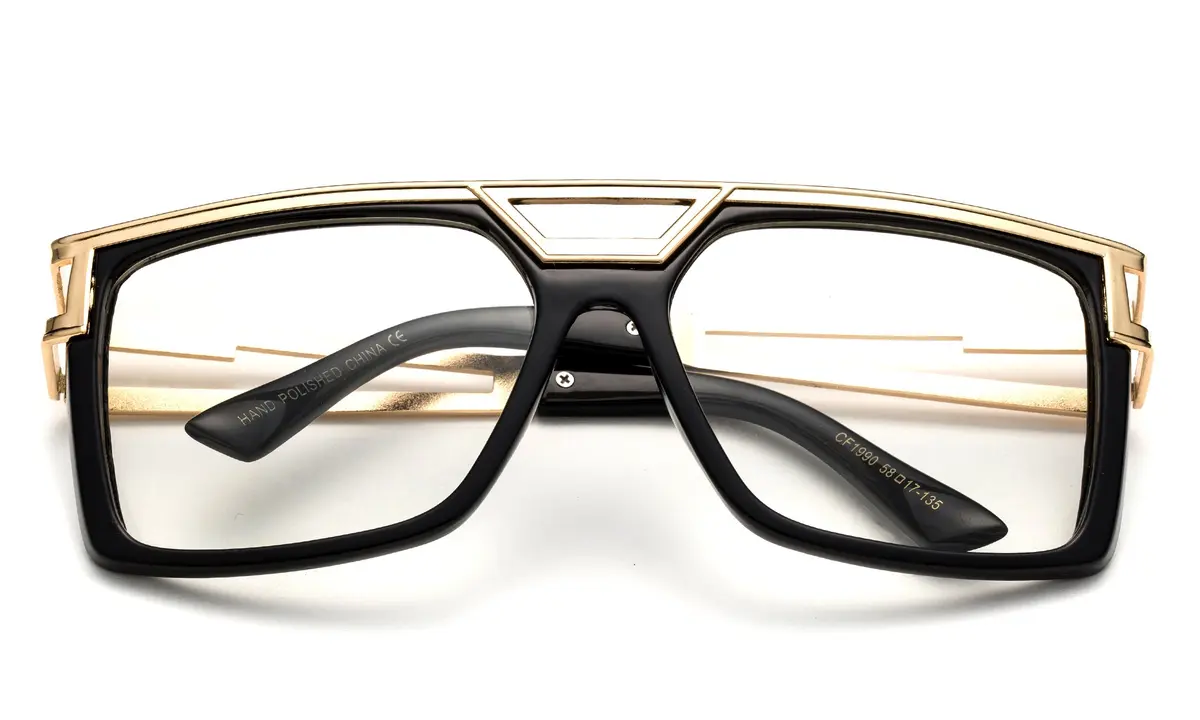 Newbee Fashion Clear Sunglasses Retro Design 57mm Lens | Unisex Thick Frame Eyewear - view 2