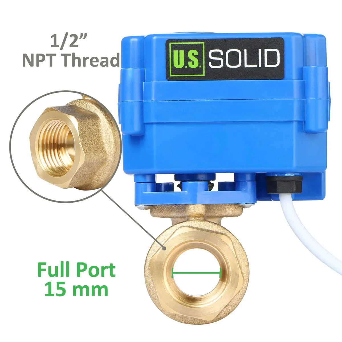 U.S. Solid Motorized Brass Ball Valve 1/2" (12.7mm) NPT, Normally Closed, 9-24V AC/DC, IP65 Rated | Industrial Automation & Home Projects - view 7