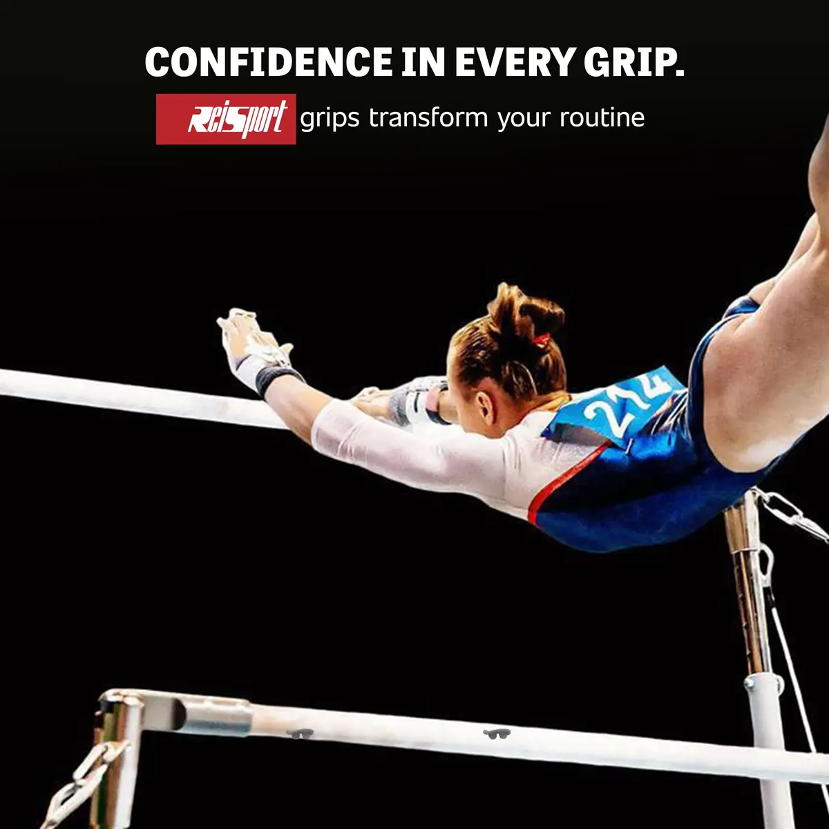 Reisport Women's Uneven Bar Double Buckle Gymnastics Grips XX Small | Premium Leather Hand Grips for Gymnastics Bars - view 4