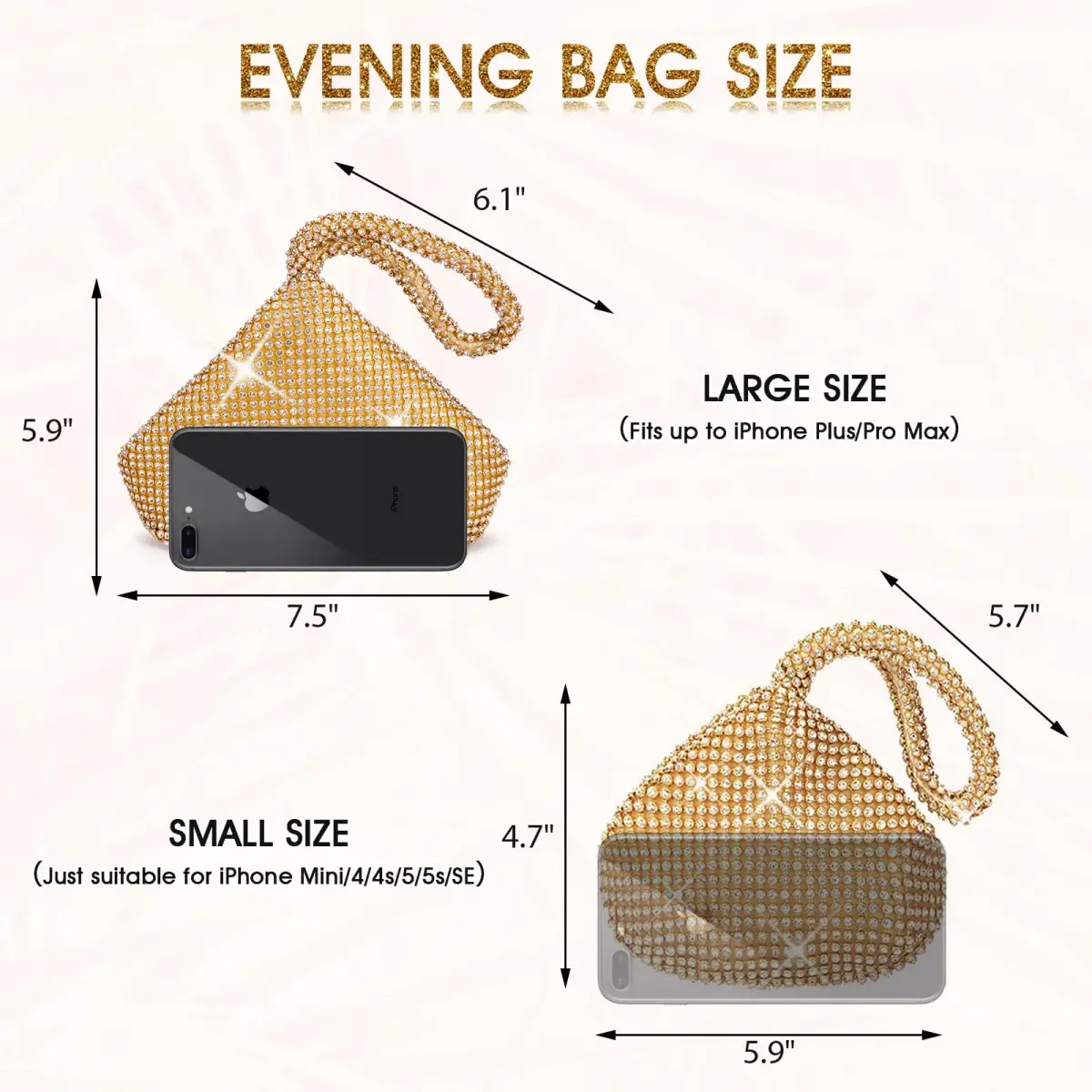 JIAN YA NA Women's Rhinestone Trihedral Clutch Evening Bag | Small 12 cm (4.7") - view 6