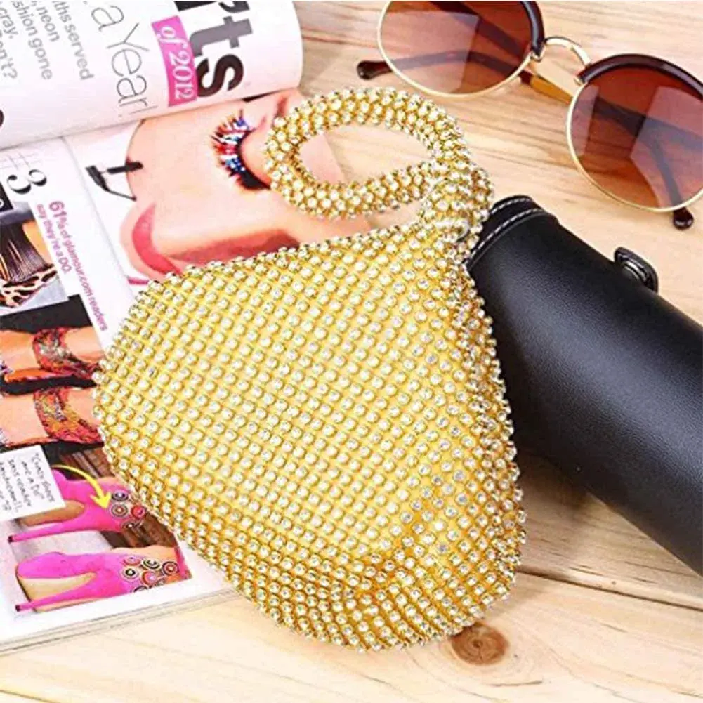 JIAN YA NA Women's Rhinestone Trihedral Clutch Evening Bag | Small 12 cm (4.7") - view 8