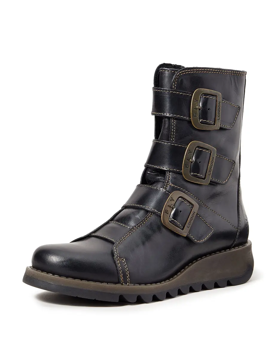 FLY London Scop110fly Women's Motorcycle Biker Boots 41 | Leather Mid-Calf Style - main product image