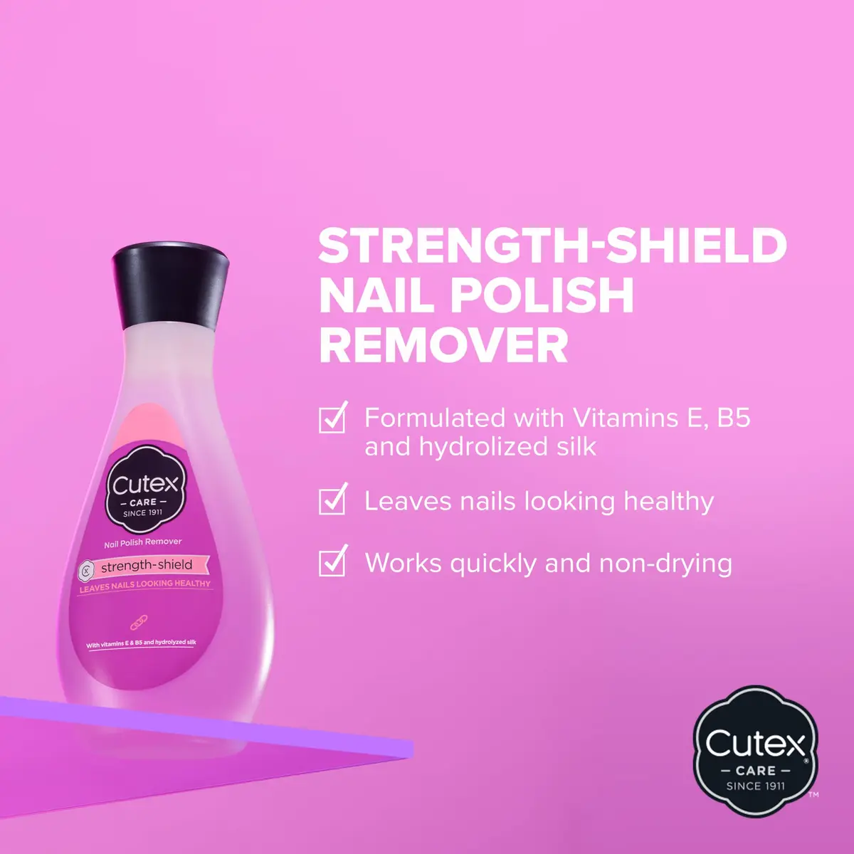Cutex Strength Shield Nail Polish Remover 200ml (6.7 Fl Oz) | Fast Acting & Healthy Nails - view 2