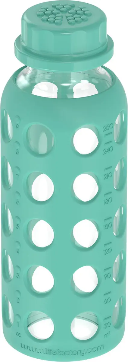 Lifefactory 9oz Glass Baby Bottle with Cap, Kale | Leakproof, BPA-Free, Dishwasher Safe - view 4