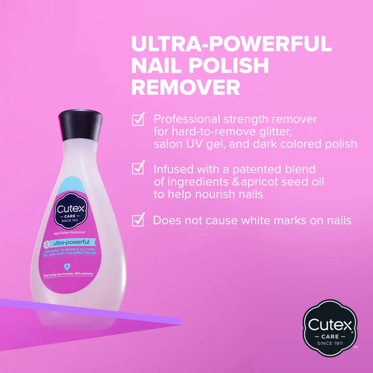 Cutex Ultra-Powerful Gel Nail Polish Remover 200ml (6.76 Fl Oz) | Removes Glitter & Dark Colors, Paraben Free - view 2