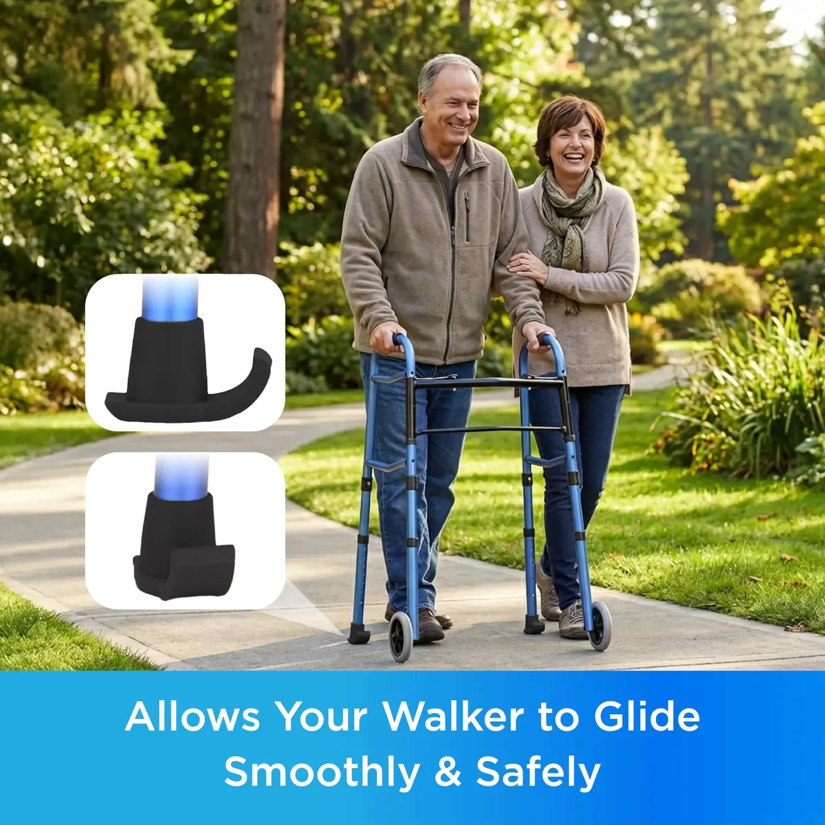 NOVA Walker Glide Skis Universal Fit Black | Smooth Gliding Mobility Aid for Indoor & Outdoor Use - view 3