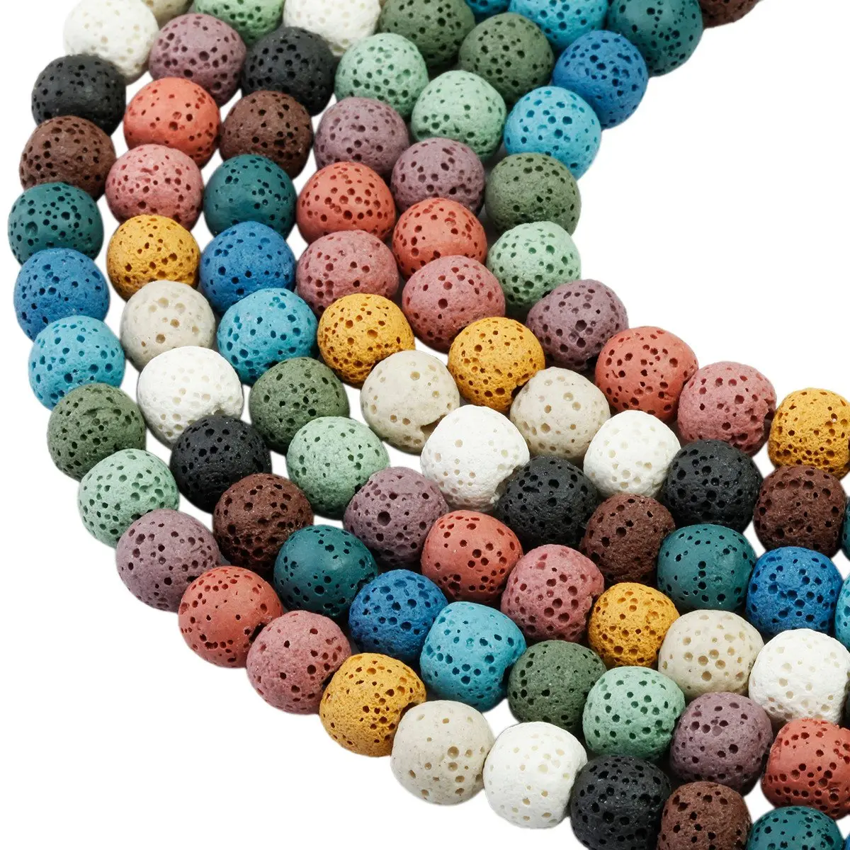 SUNYIK 12mm Colorful Lava Rock Beads 14" Strand | Essential Oil Diffuser & Jewelry Craft - main product image