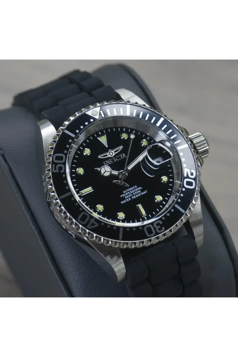 Invicta Men's Pro Diver Automatic Watch with Silicone Band, Black | 40mm Stainless Steel Case & 200M Water Resistance - view 7