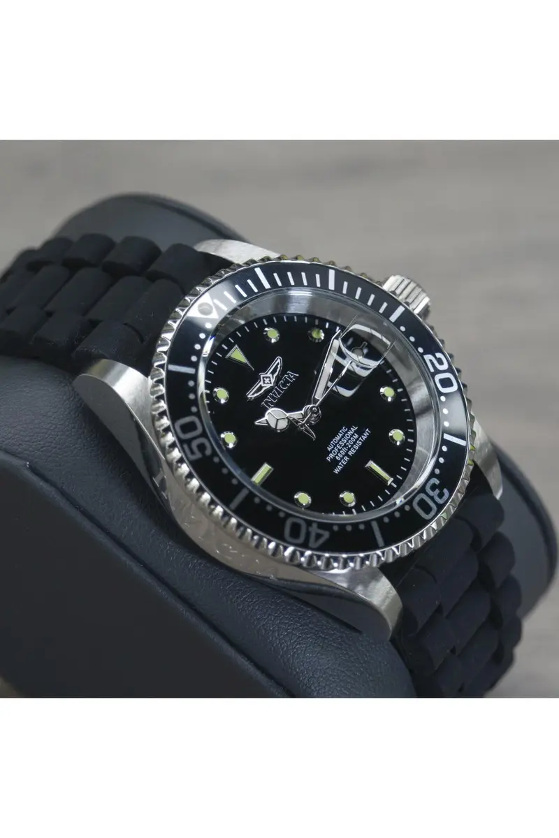 Invicta Men's Pro Diver Automatic Watch with Silicone Band, Black | 40mm Stainless Steel Case & 200M Water Resistance - view 8