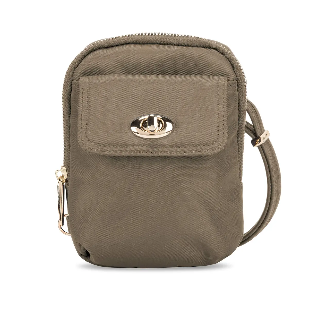 Travelon Anti-Theft Tailored Crossbody Phone Pouch Sable | Stadium Approved, RFID Blocking, Locking Zippers - main product image