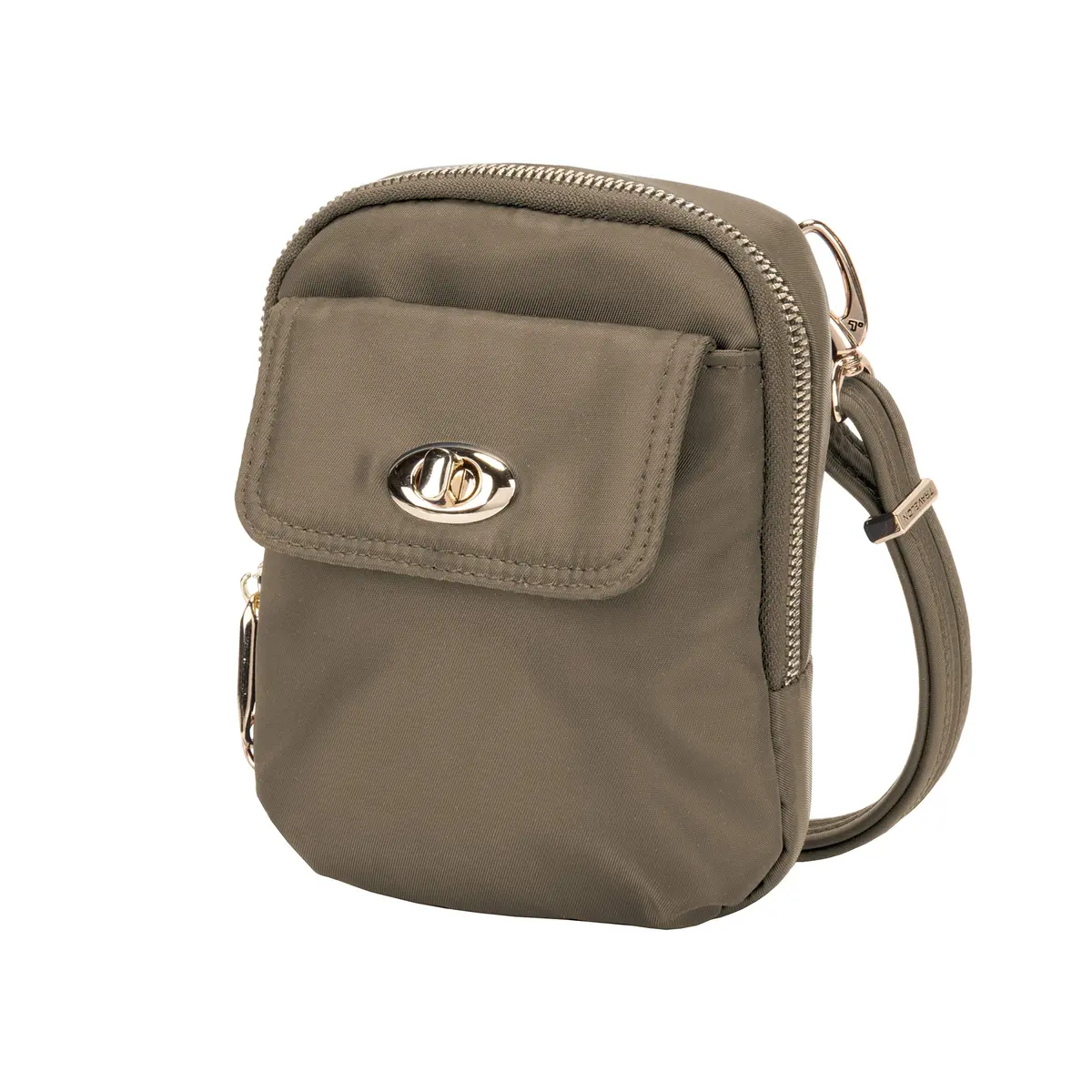 Travelon Anti-Theft Tailored Crossbody Phone Pouch Sable | Stadium Approved, RFID Blocking, Locking Zippers - view 9