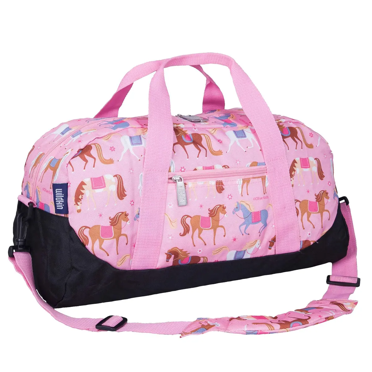Wildkin Overnighter Duffel Bag for Kids, Horses | Roomy 18 x 9 x 9 in, Polyester, Fully Lined, Removable Shoulder Strap - main product image