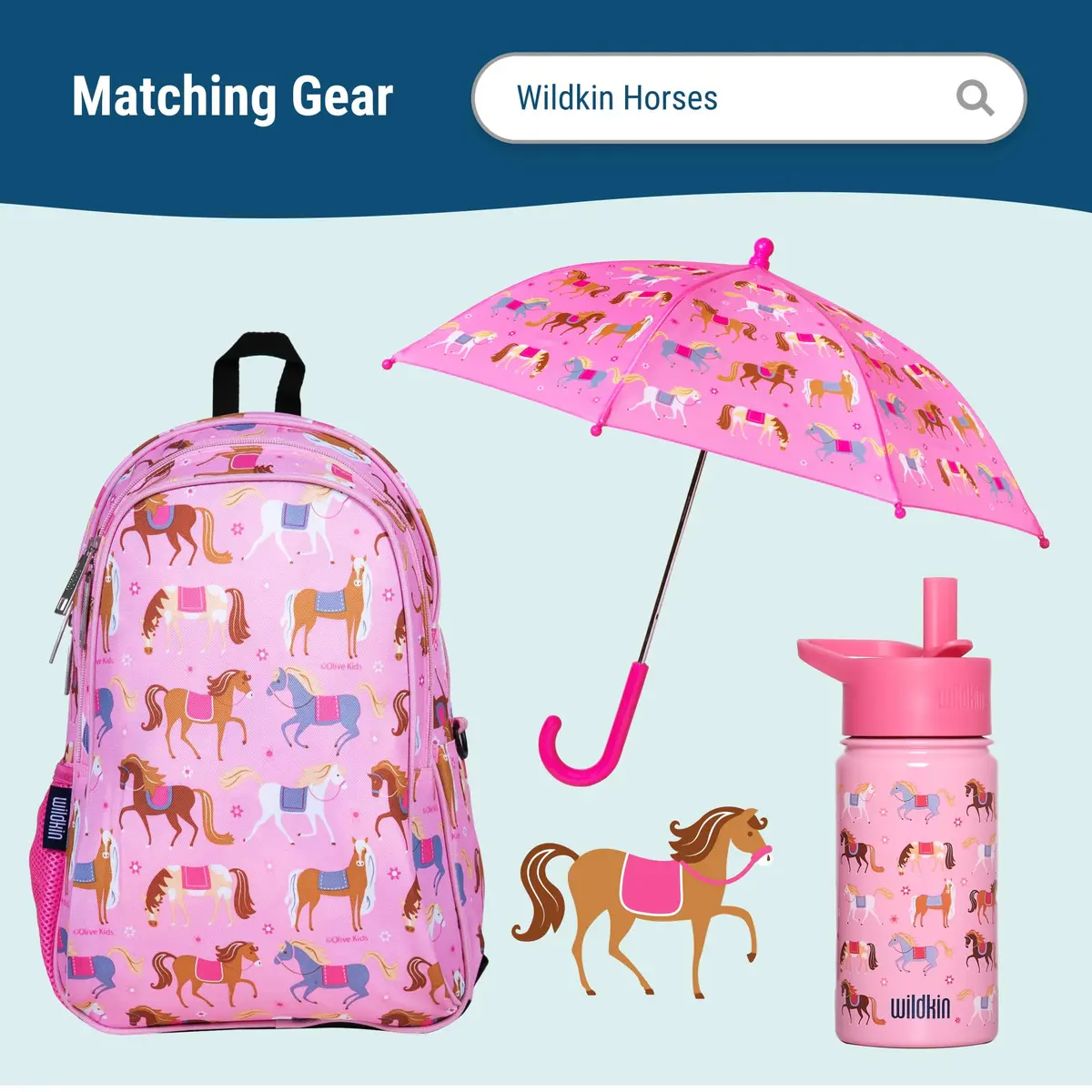 Wildkin Overnighter Duffel Bag for Kids, Horses | Roomy 18 x 9 x 9 in, Polyester, Fully Lined, Removable Shoulder Strap - view 7