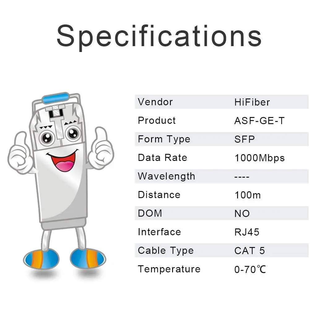 H!Fiber.com 1G SFP to RJ45 Module 100m | Gigabit Ethernet Copper Transceiver 1.25Gbps - view 7