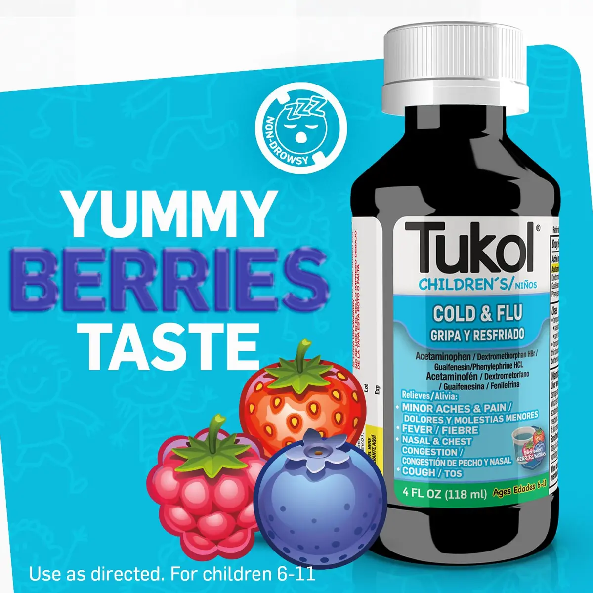 TUKOL Children's Cold & Flu Medicine Berry 4 Fl Oz | Fast Relief for Kids 6-11 - view 5