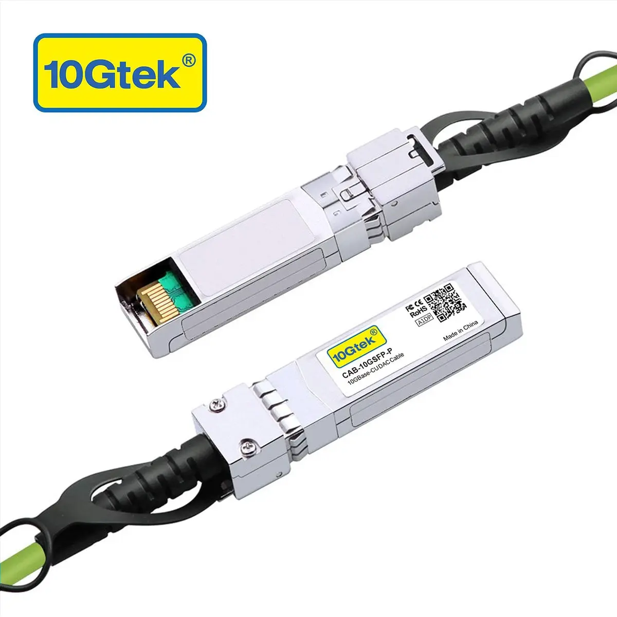 10Gtek Green 10G SFP+ Twinax DAC Cable 1m | High-Speed Copper for Cisco & Data Centers - view 4