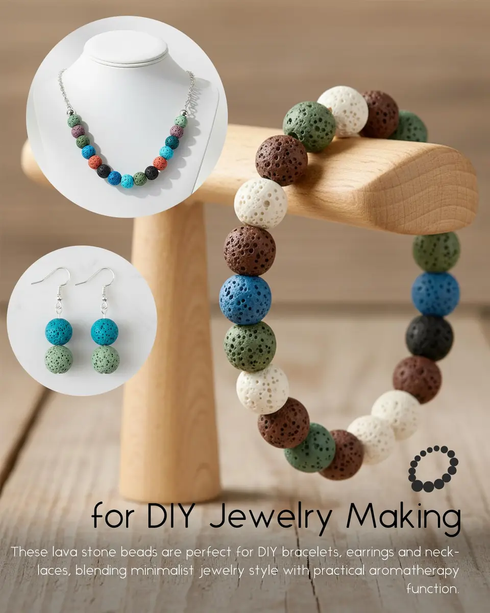 SUNYIK 10mm Colorful Lava Rock Beads 14" Strand | Essential Oil Diffuser & Jewelry Crafting - view 4