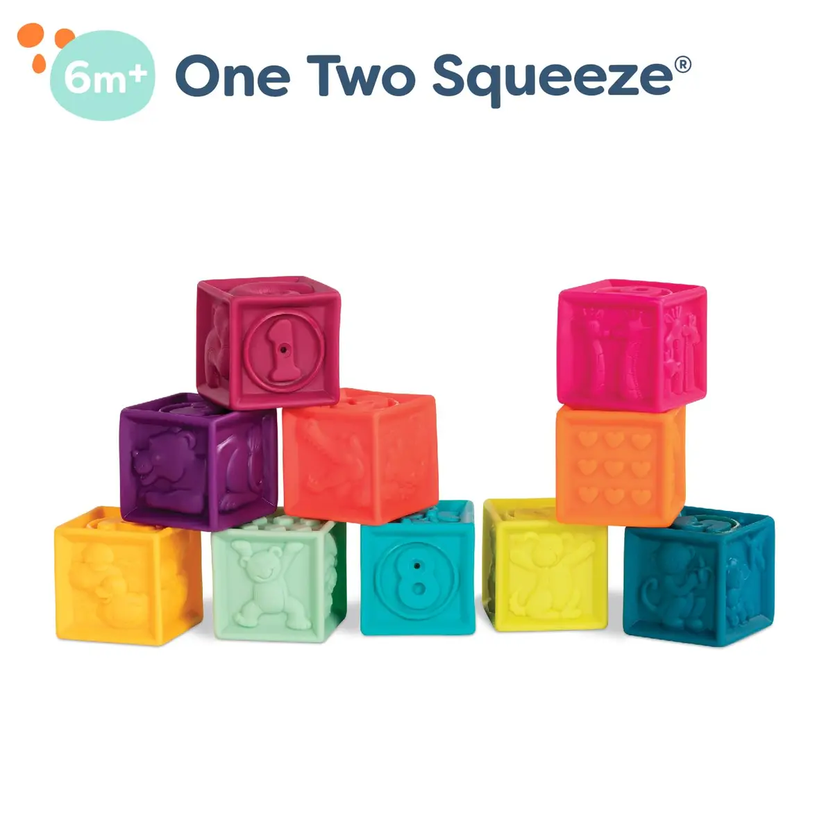 B. toys One Two Squeeze Soft Stacking Blocks 10-Piece Set | Educational Toy for Babies 6+ Months - view 5