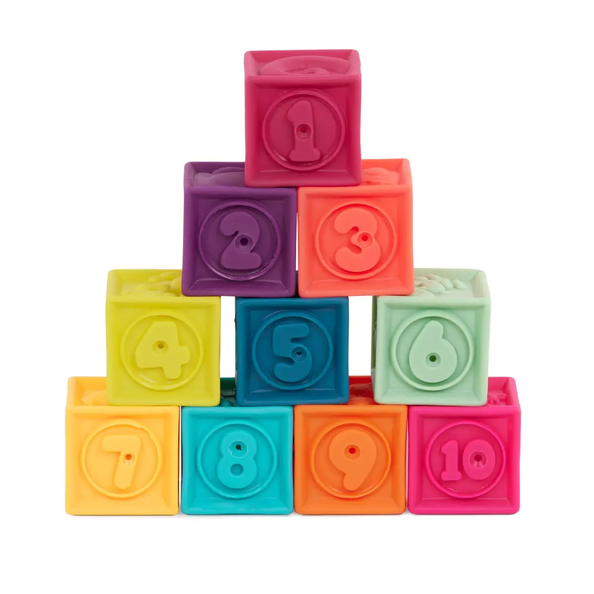 B. toys One Two Squeeze Soft Stacking Blocks 10-Piece Set | Educational Toy for Babies 6+ Months - view 6