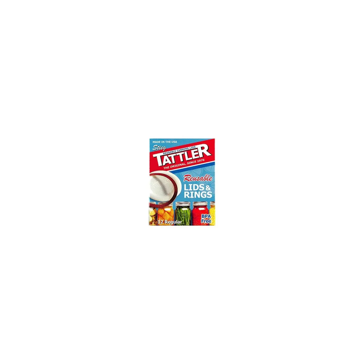 Tattler Regular Mouth Canning Lids with Rubber Rings 12 pk | Reusable, BPA-Free, Durable - view 3
