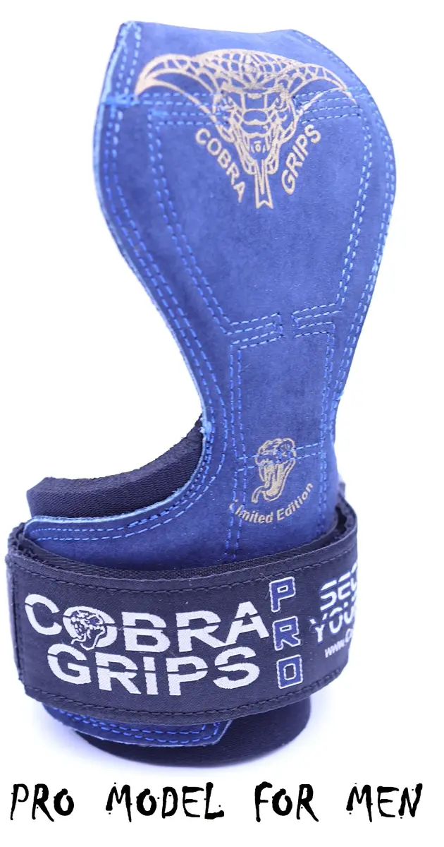 Cobra Grips PRO Weight Lifting Gloves with Wrist Wraps - 6mm Neoprene, Blue Leather | Patented Ergonomic Design for Deadlifts & Pull-ups - view 7