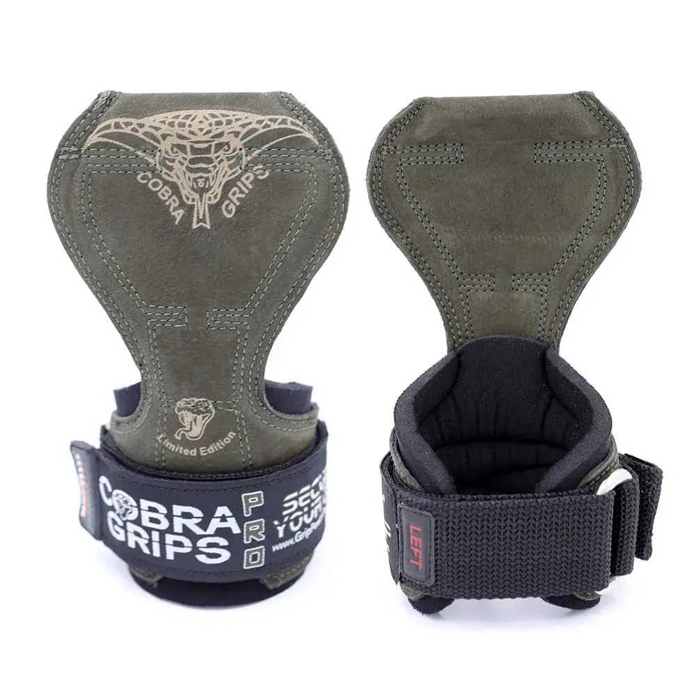 Cobra Grips PRO Green Leather Weight Lifting Gloves with Wrist Wraps - 5.5-8.75" Wrist - main product image