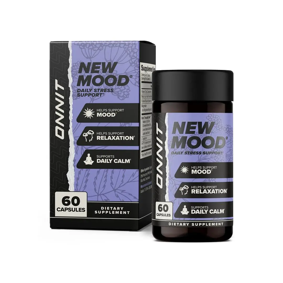 ONNIT New Mood Stress & Sleep Support Supplement with 5-HTP, 60 Count | Mood & Sleep Support - main product image