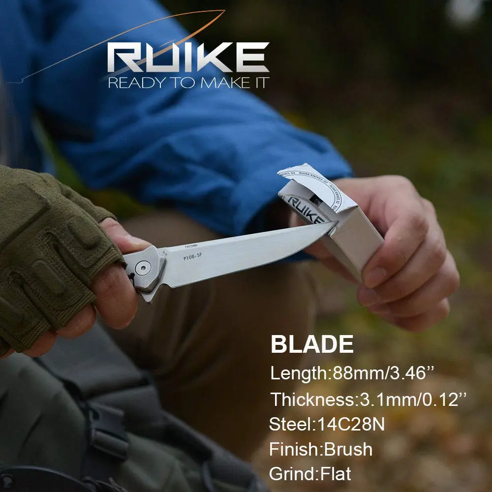 Ruike Tactical Pocket Knife for Men Folding Knife Frame Lock 14C28N Steel 3.5" | Compact Tactical Utility - view 5