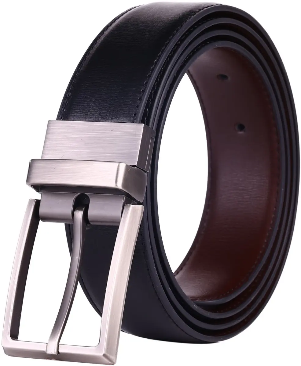 beltox fine Men's Dress Belt Leather Reversible 48-50 | Formal & Stylish with 2 Colors (not 2) 1.25" Wide - main product image