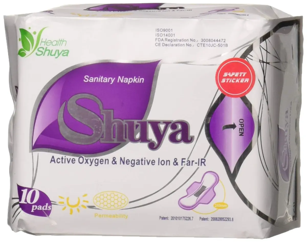 SHUYA Ultral Thin Sanitary Pads with Wings, 245mm, 30 Count | Super Absorbent, Mint Herbal Scented, Aluminum Foil Pack - main product image