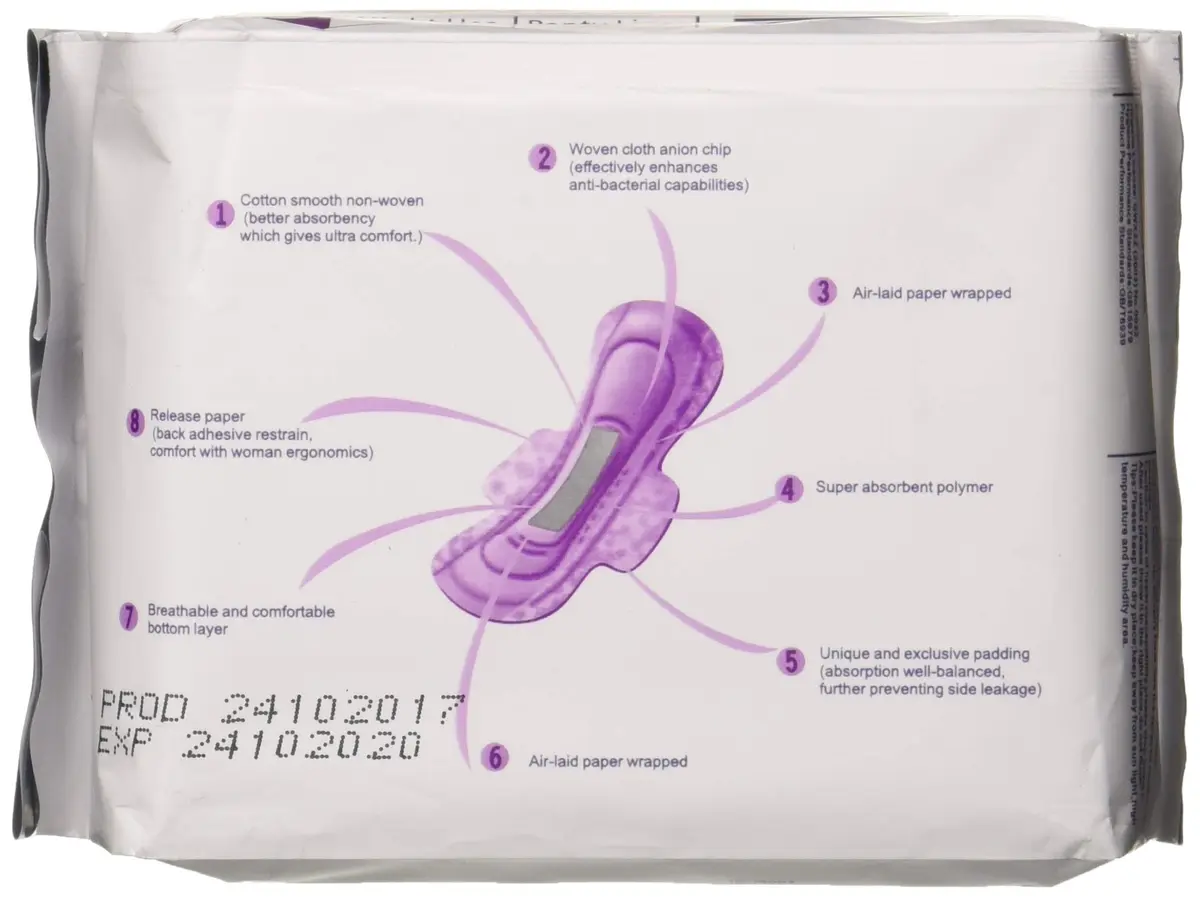 SHUYA Ultral Thin Sanitary Pads with Wings, 245mm, 30 Count | Super Absorbent, Mint Herbal Scented, Aluminum Foil Pack - view 2