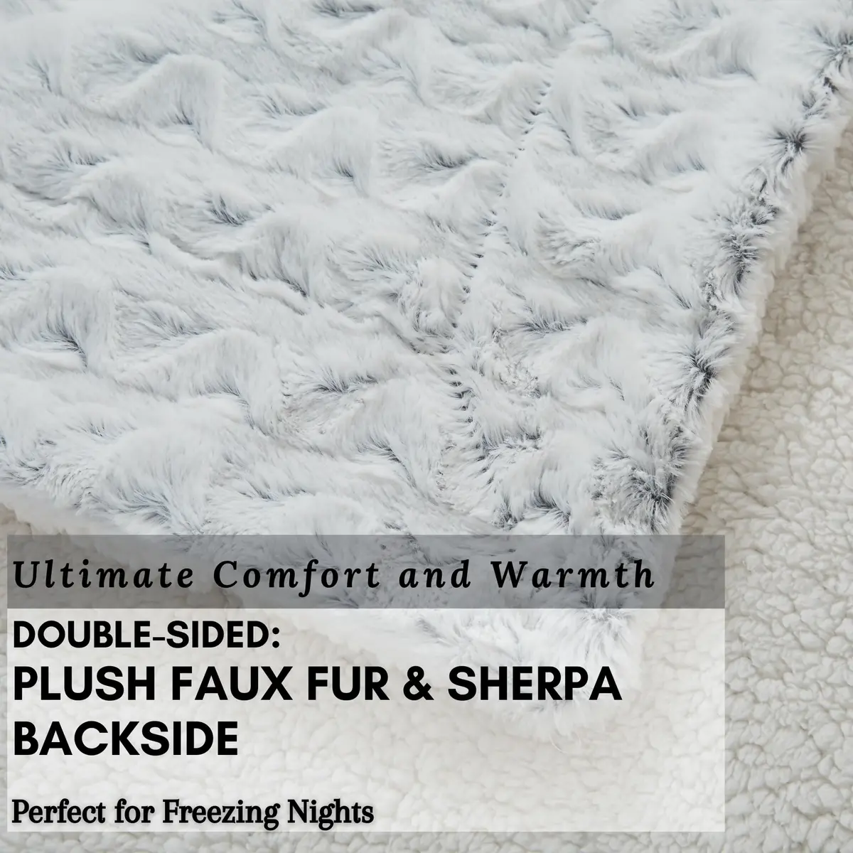 Tache Snowy Owl Chevron Faux Fur Sherpa Bed Blanket 90x90 | Ultra Soft & Warm - view 4