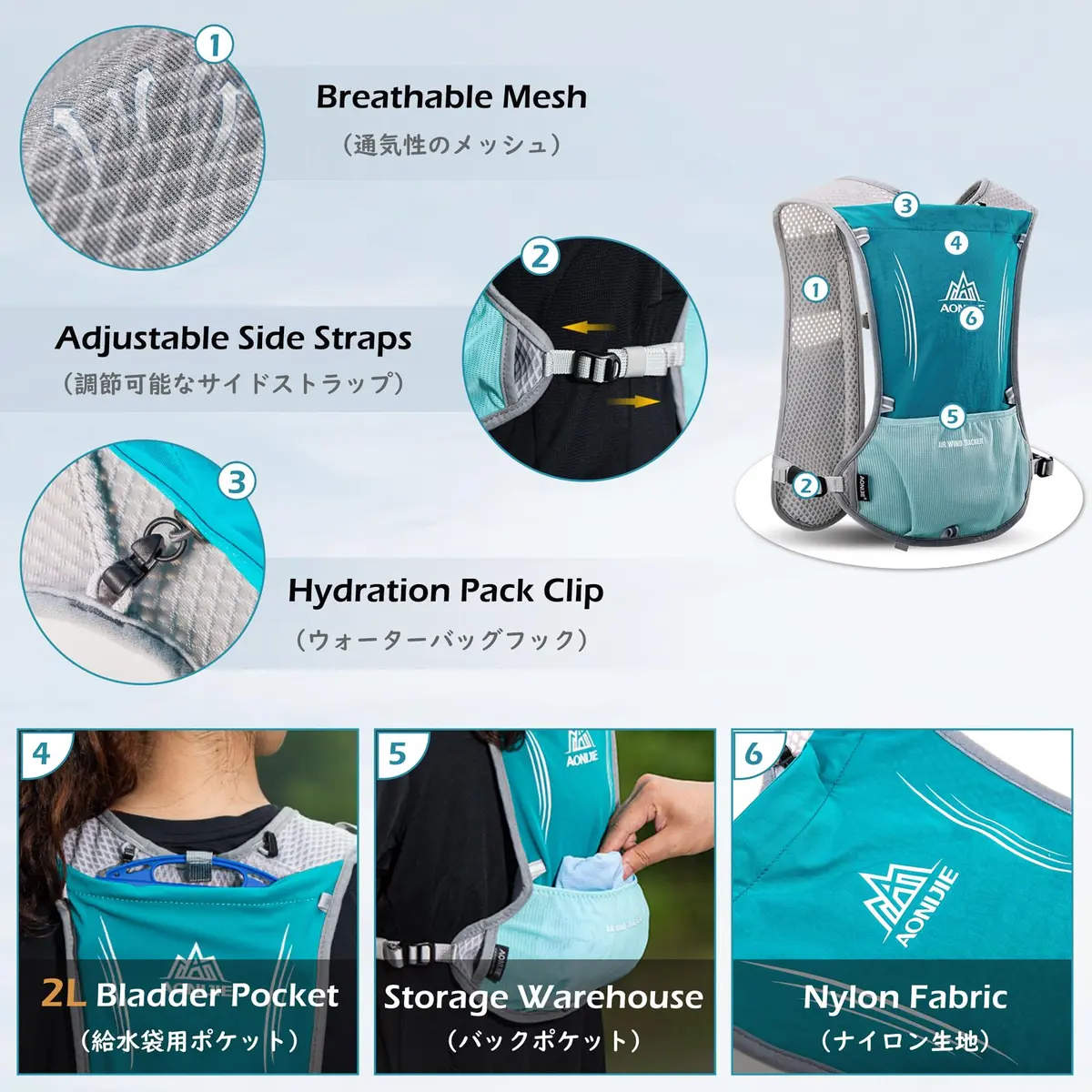 TRIWONDER Hydration Pack Water Vest 5L | Lightweight, Breathable & Adjustable for Running & Hiking - view 4