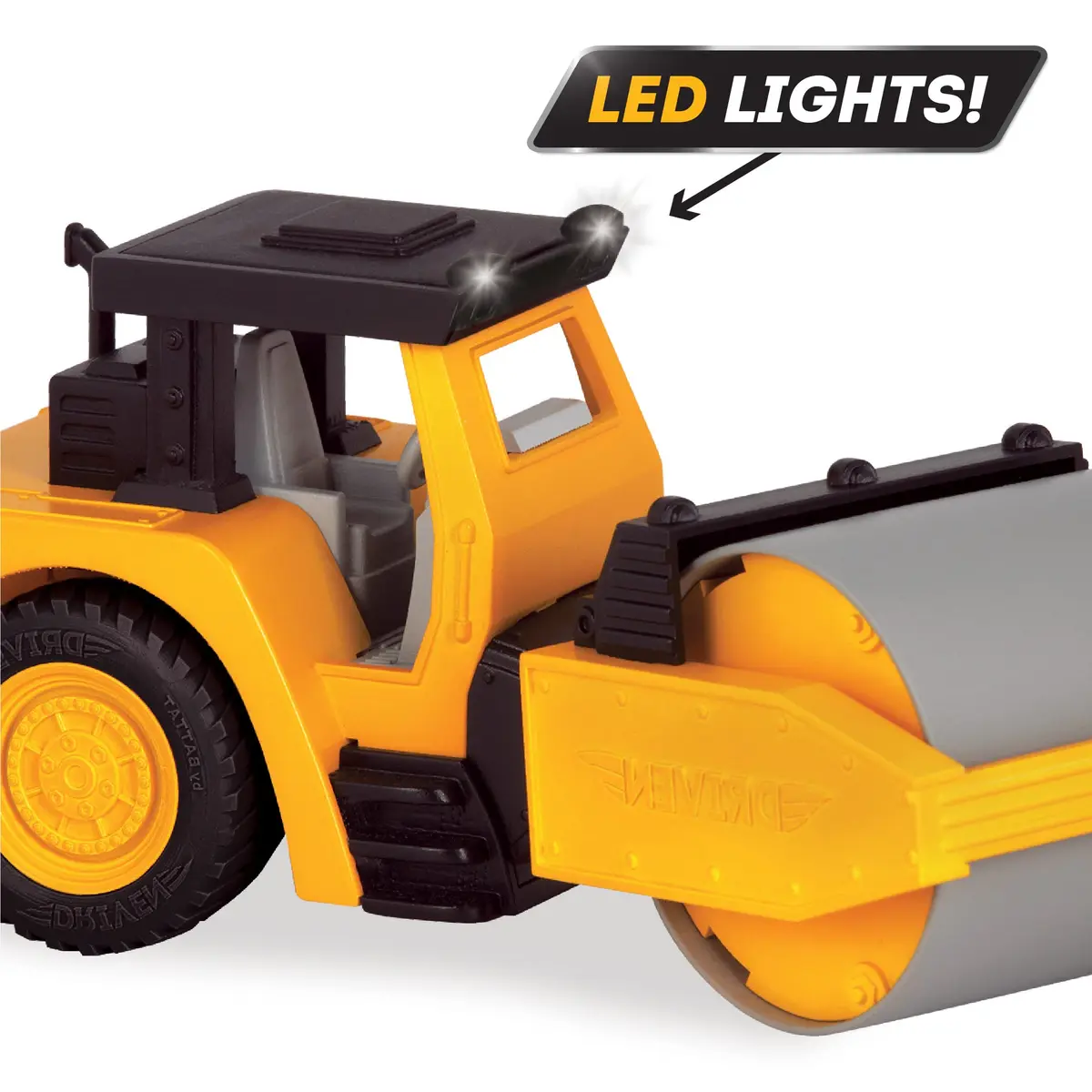 Driven by Battat Steam Roller Toy with Lights & Sounds | 19cm (7.5in) Construction Vehicle for Kids 3+ - view 3