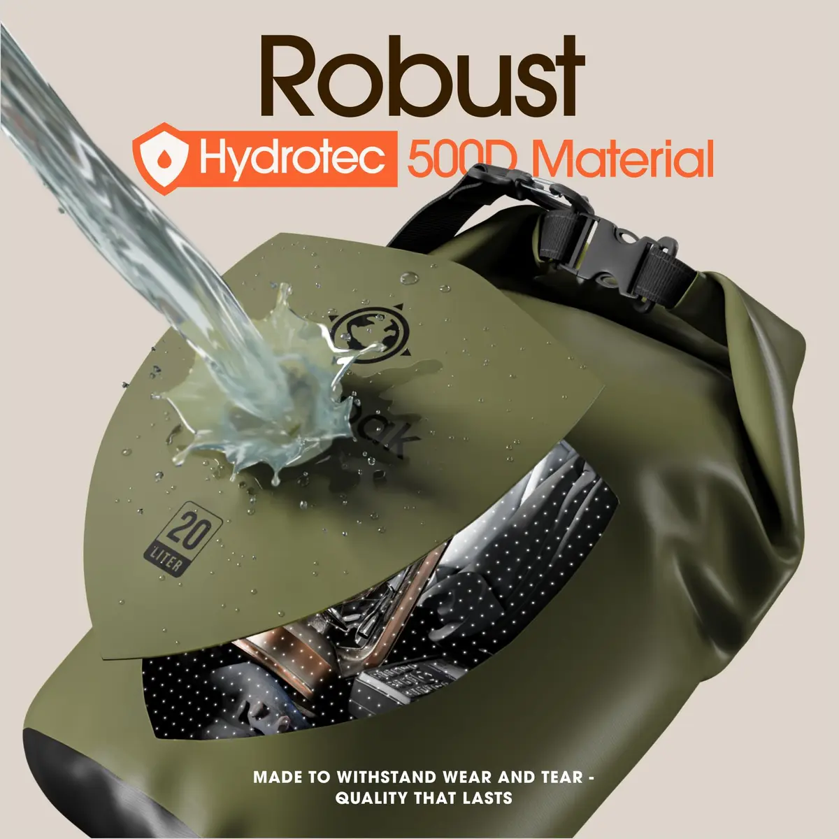 Earth Pak 20L Waterproof Dry Bag | Marine Roll Top Dry Sack for Kayaking - view 4