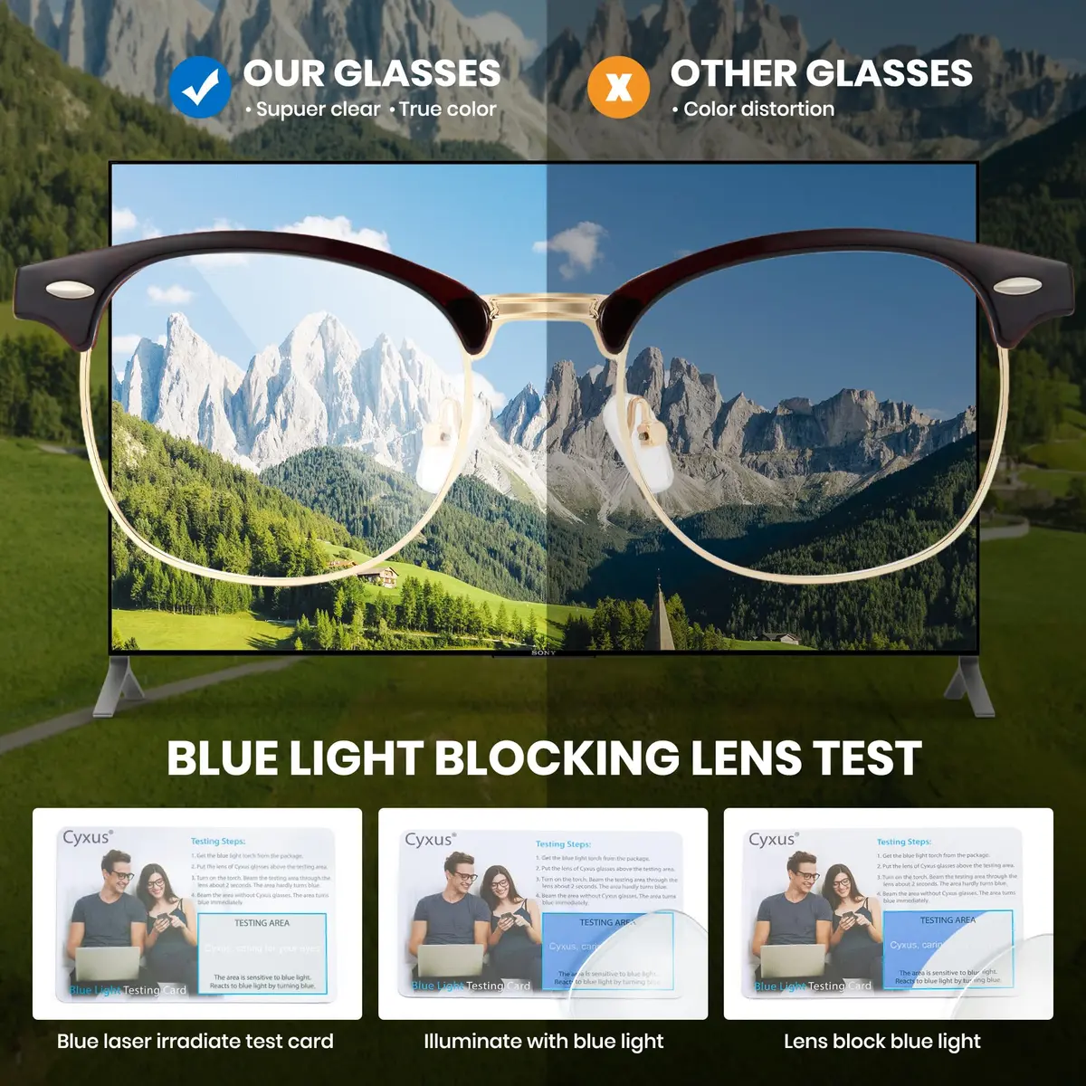 Cyxus Blue Light Glasses Men Semi Rimless Clear Blue Light Glasses for Computer Eye Strain - view 4