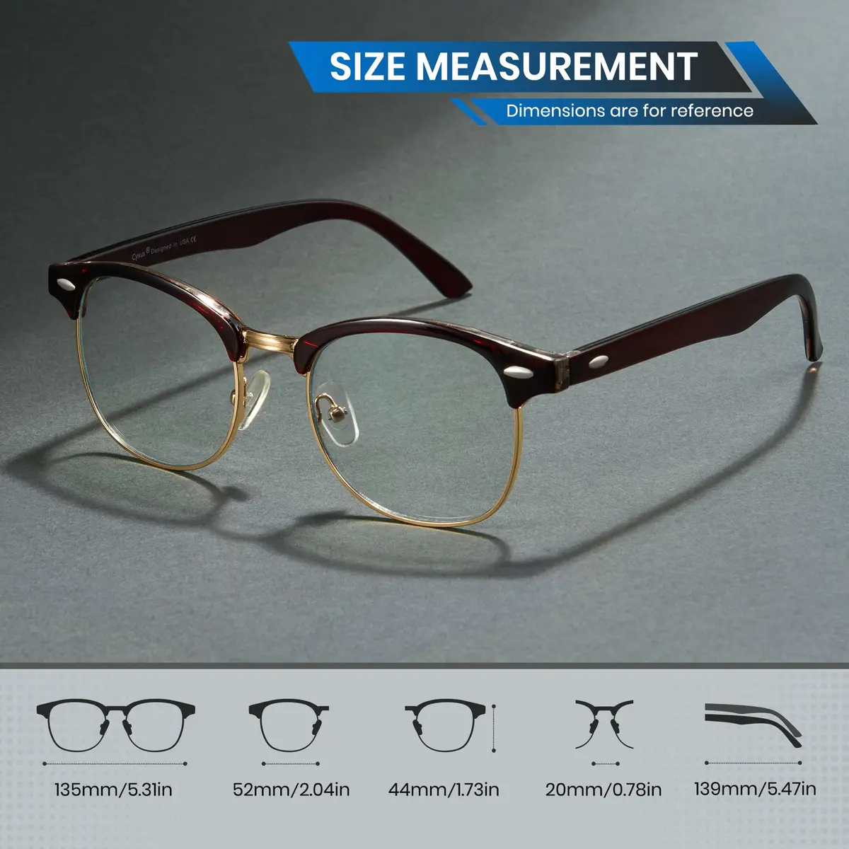 Cyxus Blue Light Glasses Men Semi Rimless Clear Blue Light Glasses for Computer Eye Strain - view 7