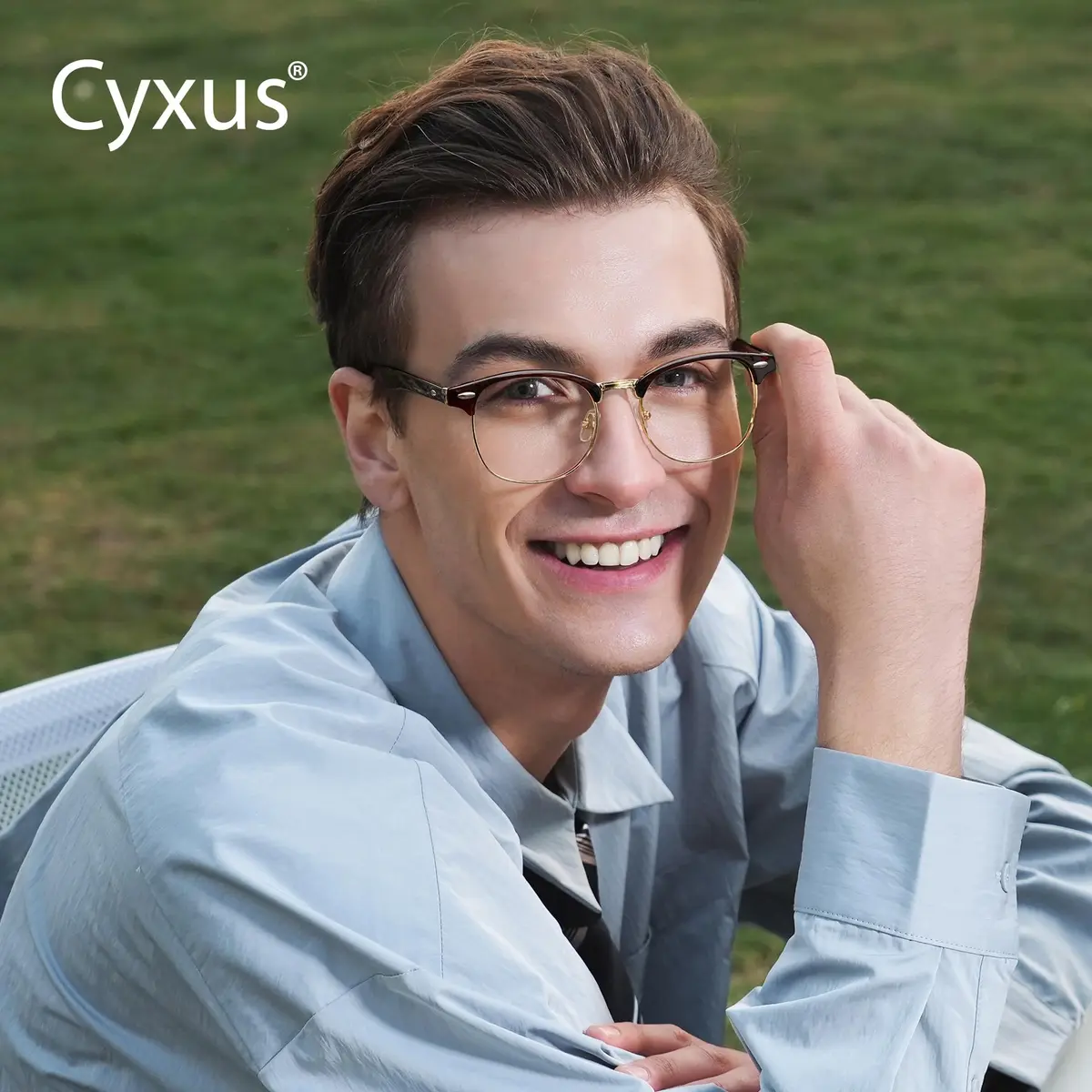 Cyxus Blue Light Glasses Men Semi Rimless Clear Blue Light Glasses for Computer Eye Strain - view 2