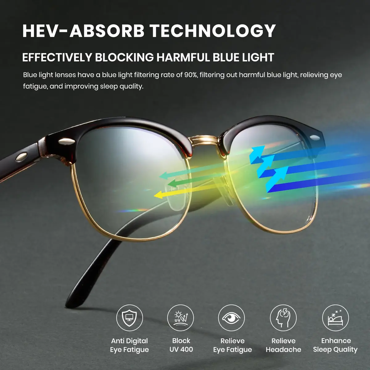 Cyxus Blue Light Glasses Men Semi Rimless Clear Blue Light Glasses for Computer Eye Strain - view 3