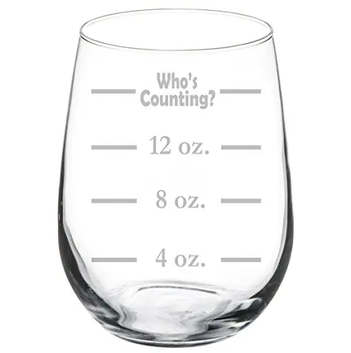 MIP 17 oz Stemless Wine Glass Goblet with Funny Measuring Cup Ounces | Real Glass, Modern Style - main product image