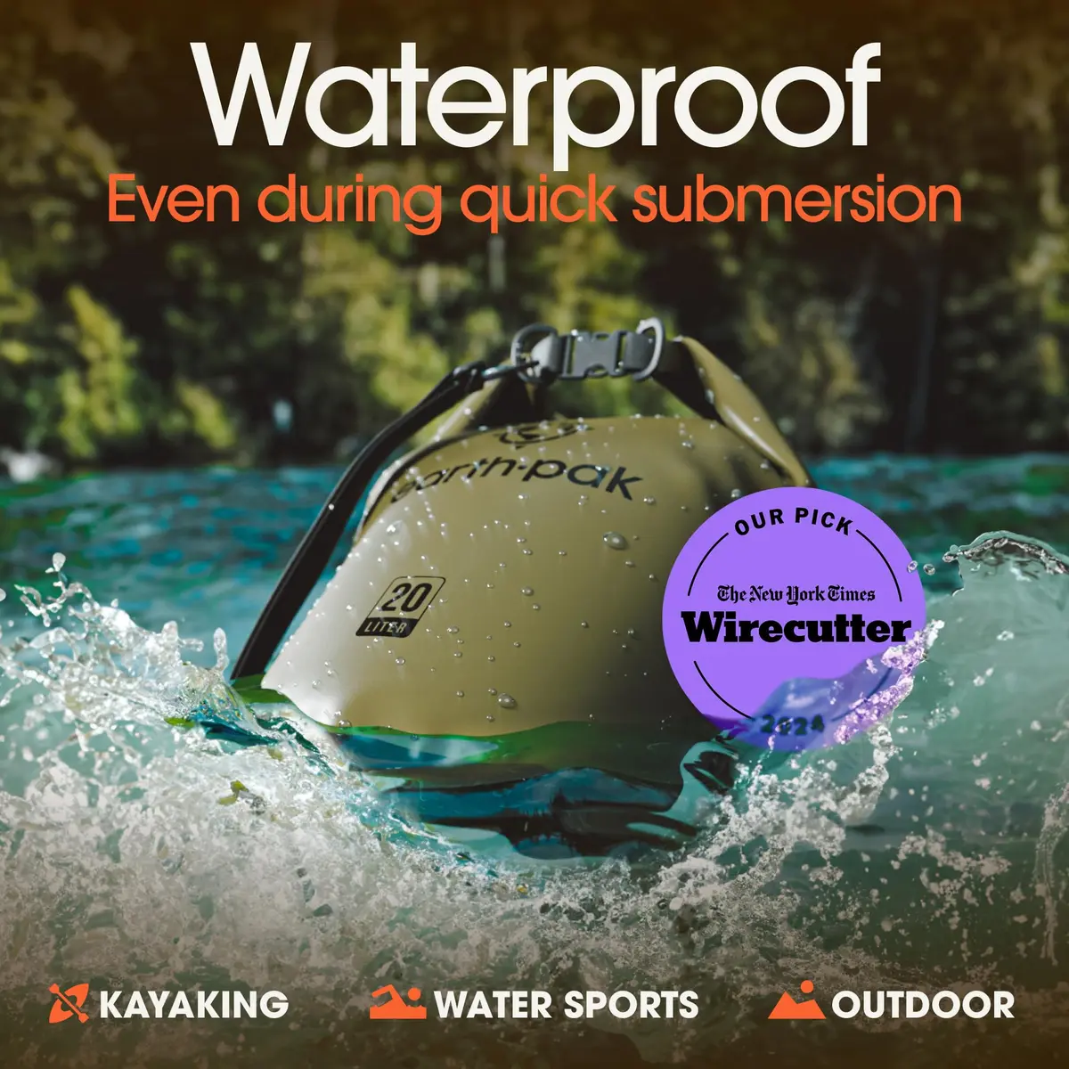 Earth Pak 40L Waterproof Dry Bag Backpack | Marine Roll Top Dry Sack for Kayaking - view 3