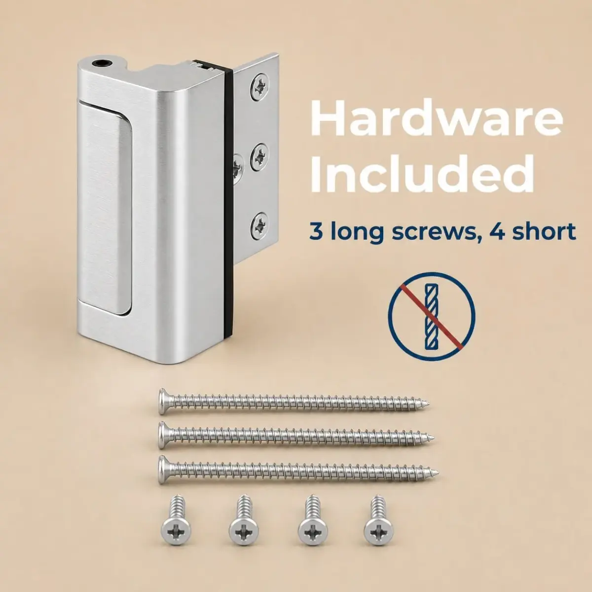 PRIME-LINE U 11325 Door Reinforcement Lock 7.62 cm (3 in) | Adds High Security to Swing-In Doors - view 5
