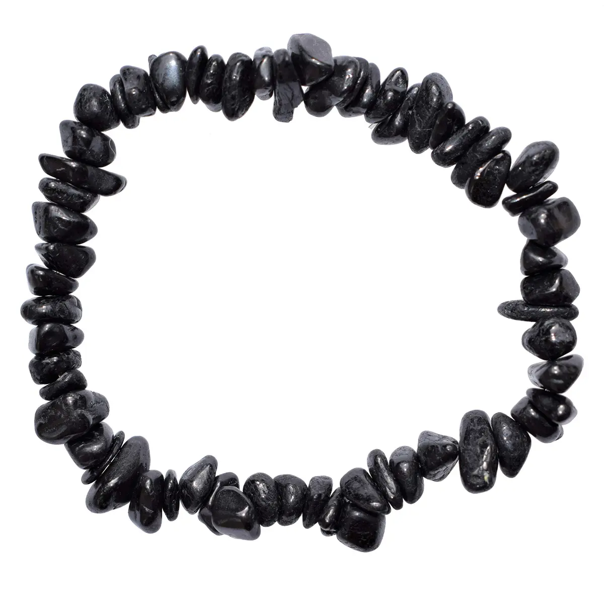 Zenergy Gems Black Tourmaline Crystal Chip Bracelet 7" | Psychic Protection & Healing Energy - main product image